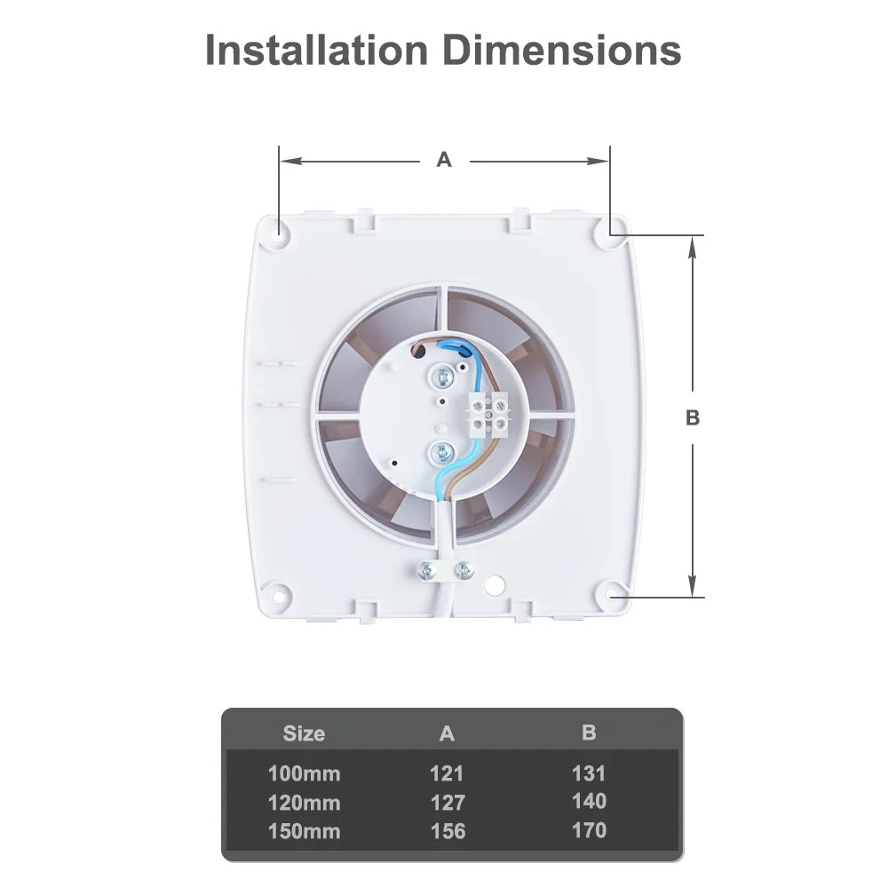 230V Duct 4" 100MM Wall Ceiling  Bathroom Axial Decorative Ventilator Fan Ball Bearing Motor with Back Valve