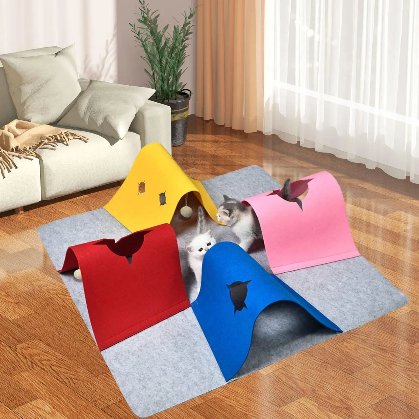 Cat Tunnel Toy Foldable Training Mat Interactive Pad for Kitten Home s