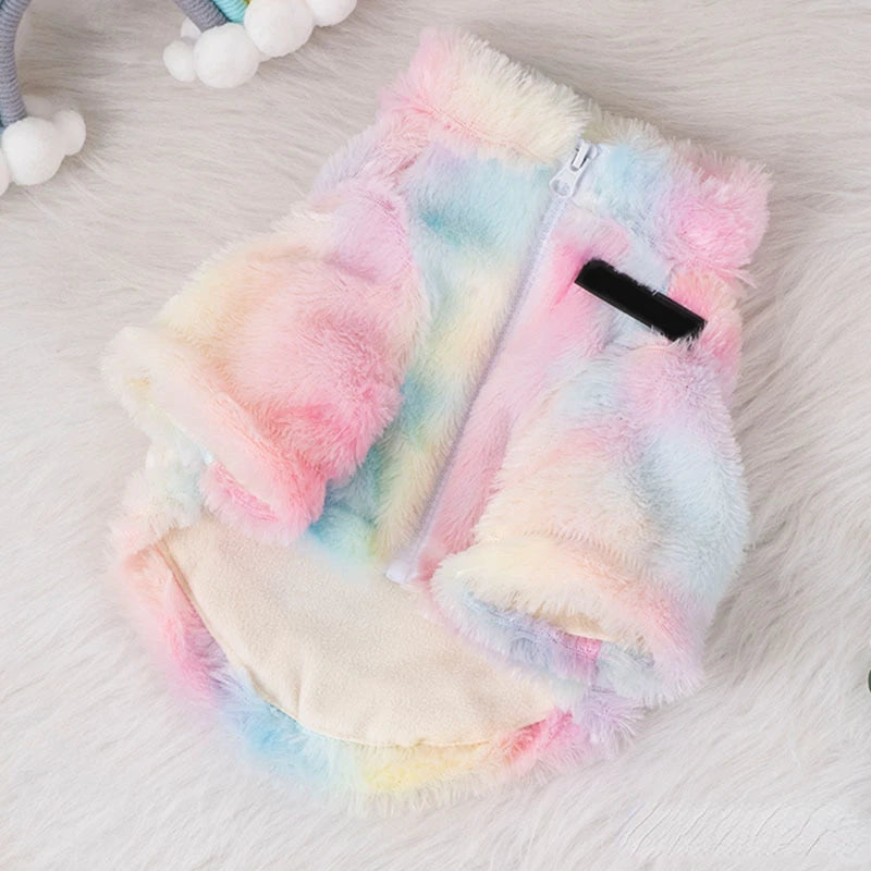 Colorful Puppy Clothes Designer Dog Clothes Small Dog Cat Luxury Hoodie Schnauzer Yorkie Poodle Rainbow Coat