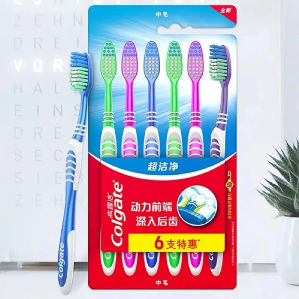 Colgate 6 Packs Toothbrush Tooth Cleaning Family Couple Fine Soft Medium Hair Travel Suit For Men And Women Back Tooth Cleaning