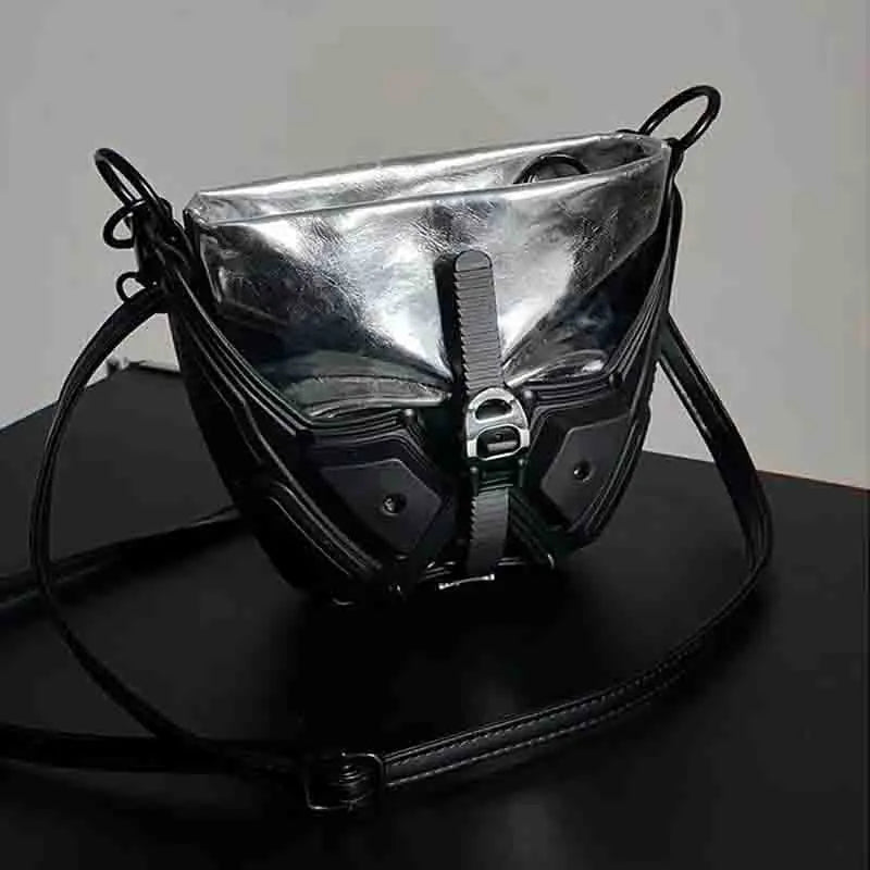 2025 Spring New Unique Personalized Crossbody Sling Bag Silver/Black Purse Bucket Handbag Y2K Style Cool Girl Bag