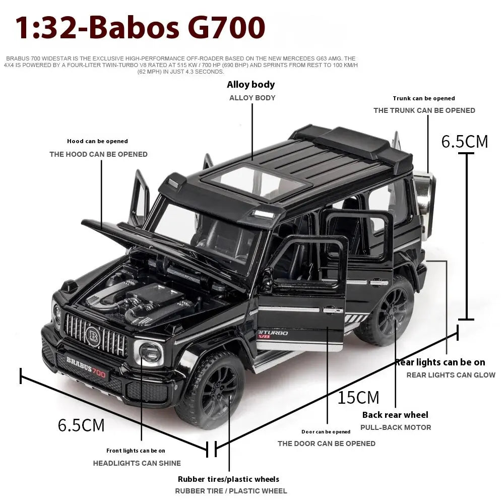 1/32 G700 Alloy Car Model Simulation Toy Diecast Vehicles Off-road SUV With Sound N Light Collectible Kids' Gift 1/32 G700 Alloy