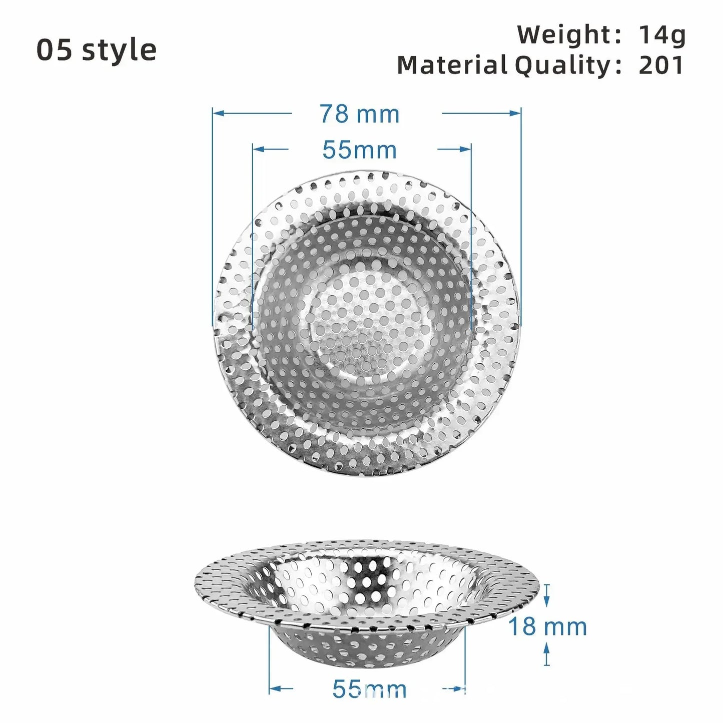 1PCS Kitchen Sink Filter Stainless Steel Mesh Sink Strainer Filter Bathroom Sink Strainer Drain Hole Filter Trap Waste Screen