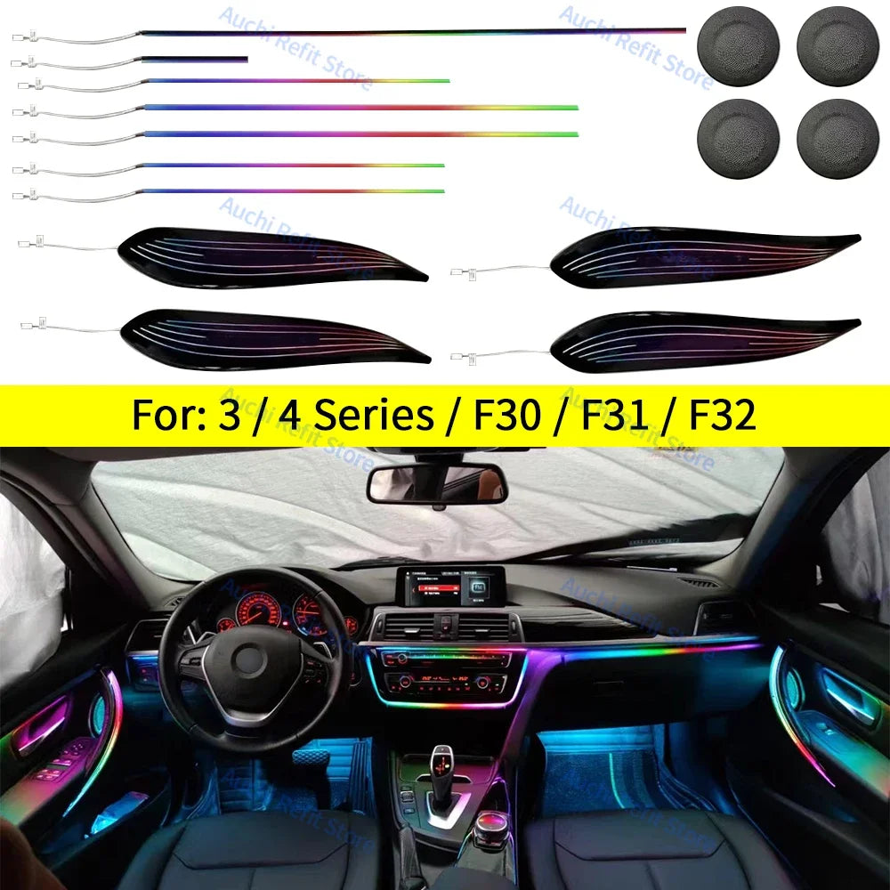 Car LED Ambient Light For BMW 3/4 Series 3GT F30 F31 F32 F34 App Control 256 Colour Symphony Decorative Lamp RGB Accessory Refit