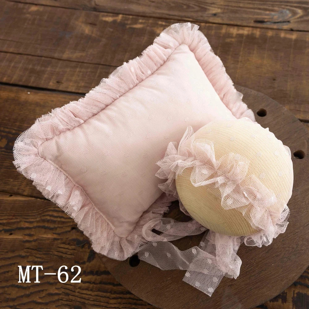 0-1 Month Newborn Baby Photography Props Lace Pillow Hats 2pcs/Set Baby Girl Boy Posing Props Newborn Picture Props Accessories