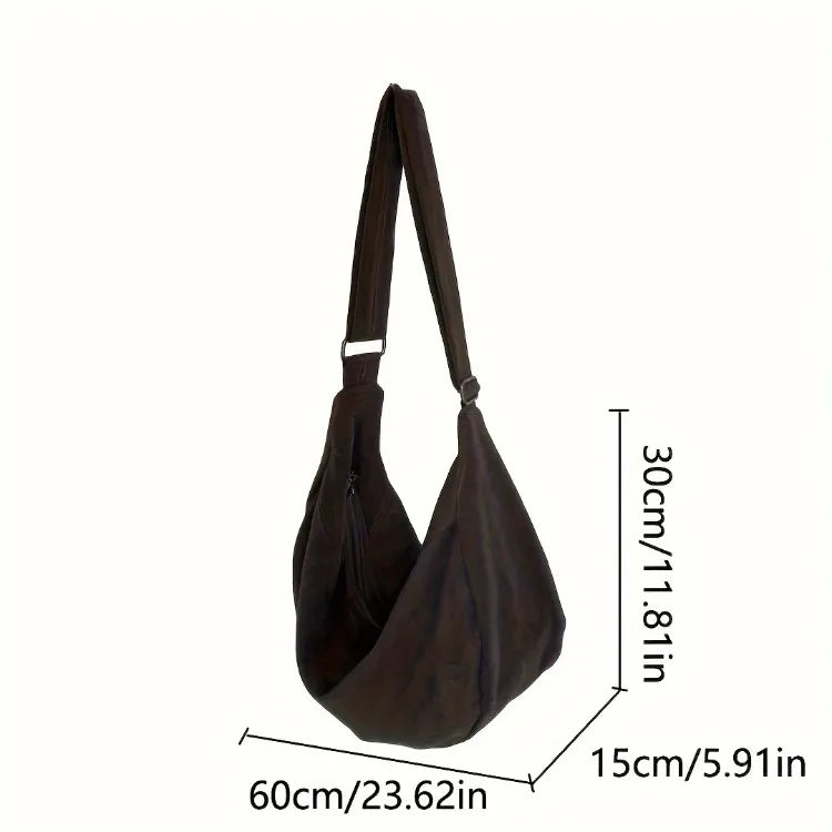 Aesthetic Cute Messenger Bag for School Vintage Black Canvas Crossbody Bag Women Shoulder Laptop Large Capacity Dumpling Bag