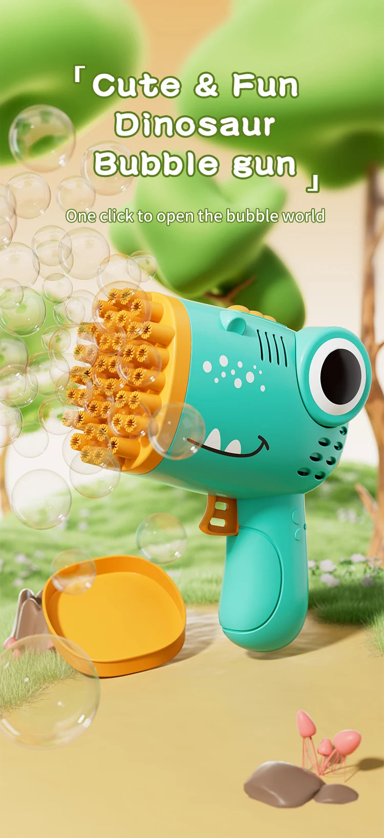 40 Holes Dinosaur Bubble Gun Handheld Fully Automatic Bubble Machine Without Battery And Bubble Water For Kids Gift