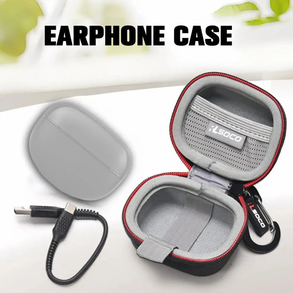 Carrying Case Portable Storage Bag Organizer for Bose Ultra Open Earbuds USB Cable Pocket Accessory Impact Resistant Travel