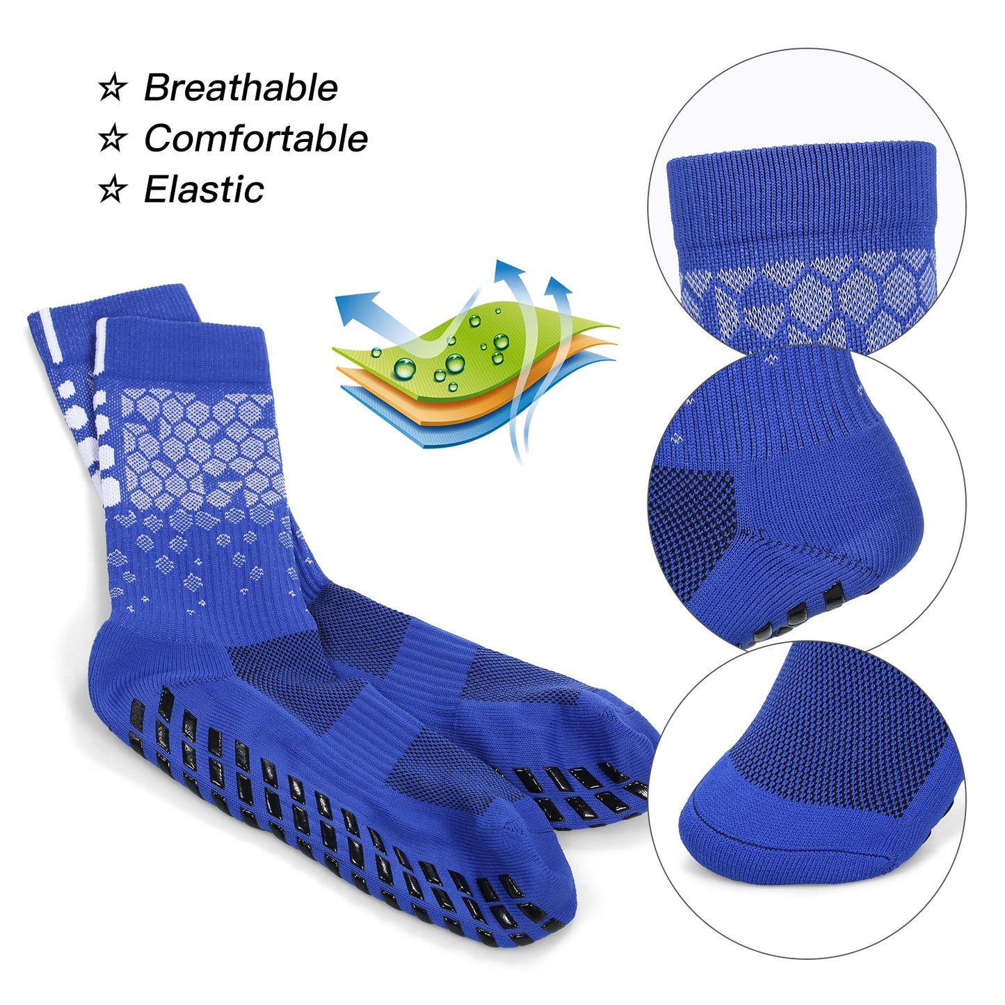 Anti-slip Soccer Socks for Men and Women Breathable Athletic Socks with Grippers for Yoga Football Gym