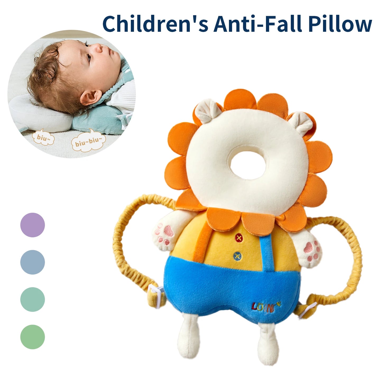 Baby Head Protector Safety Pad Cushion Cartoon Anti Fall Back Pillow Headrest Newborn Highly Elastic Protection Backpack