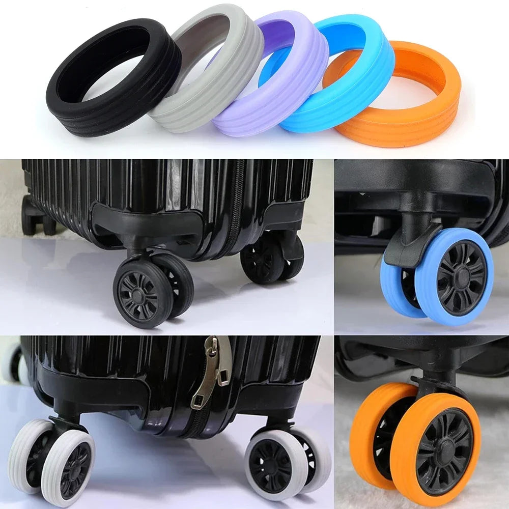 1-8PCS Silicone Wheels Protector For Luggage Reduce Noise Trolley Case Silent Caster Sleeve Travel Luggage Suitcase Accessories