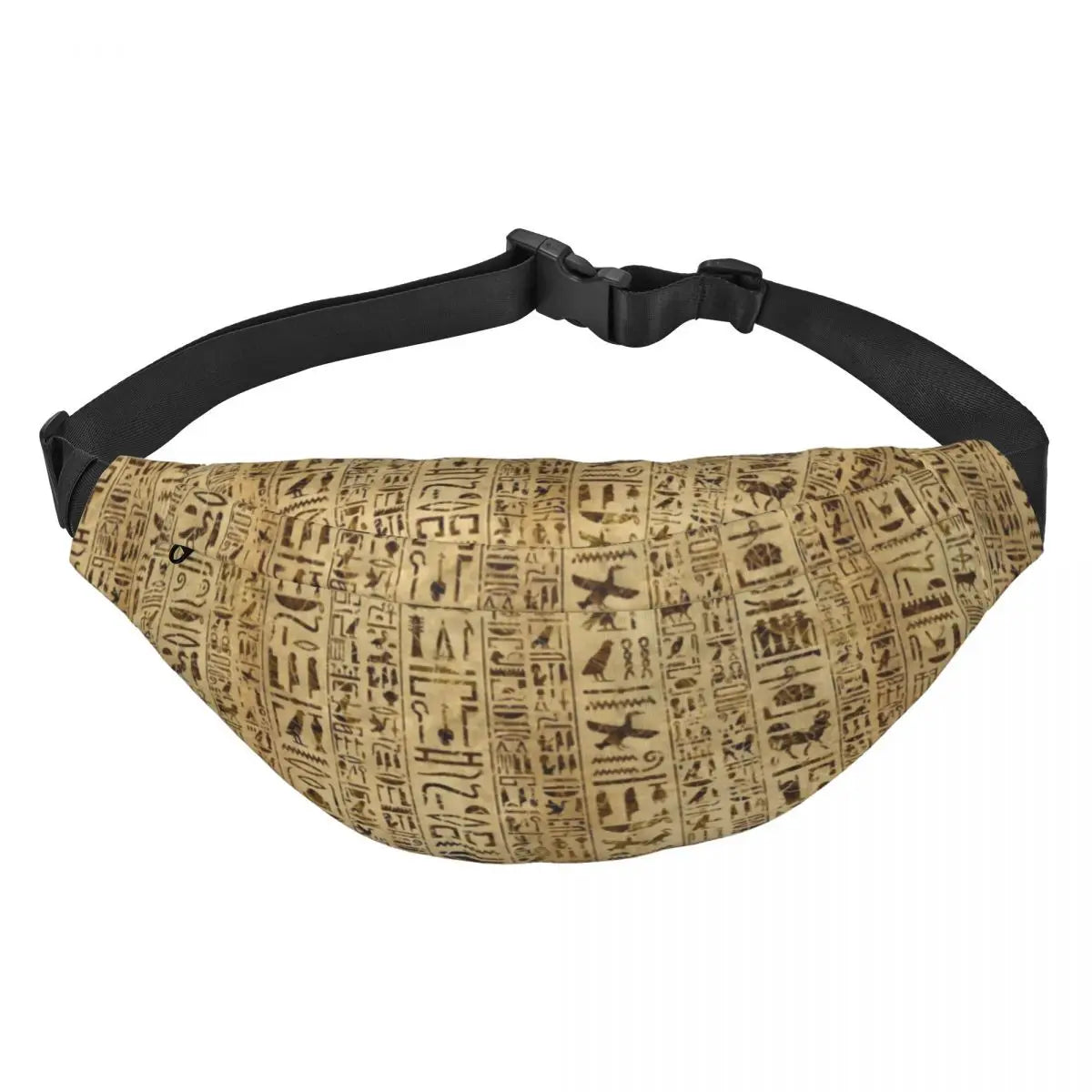 Ancient Gold Pharaoh Egypt King Tut Fanny Bag Custom Egyptian Hieroglyphic Sling Crossbody Waist Pack Hiking Phone Money Pouch