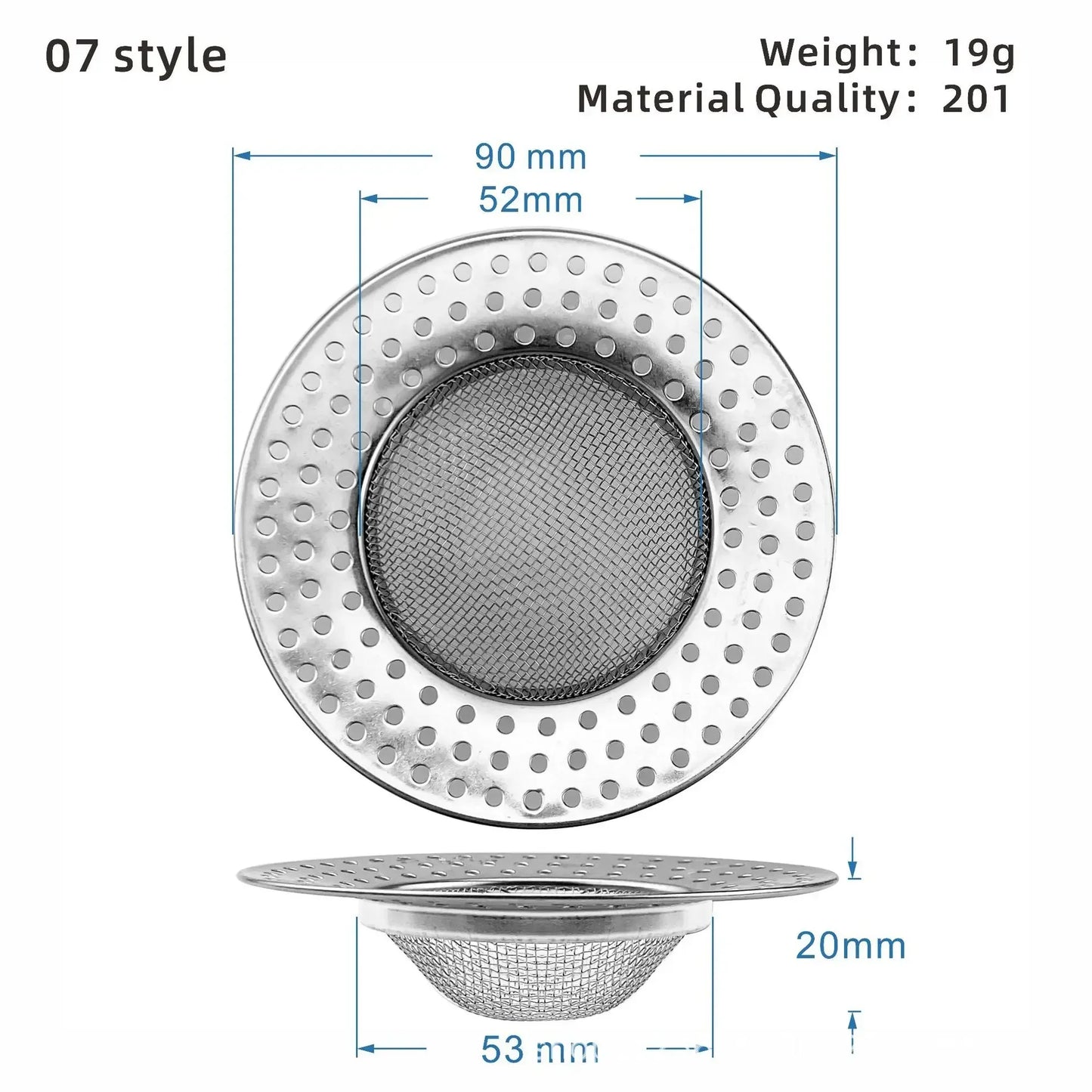 1PCS Kitchen Sink Filter Stainless Steel Mesh Sink Strainer Filter Bathroom Sink Strainer Drain Hole Filter Trap Waste Screen