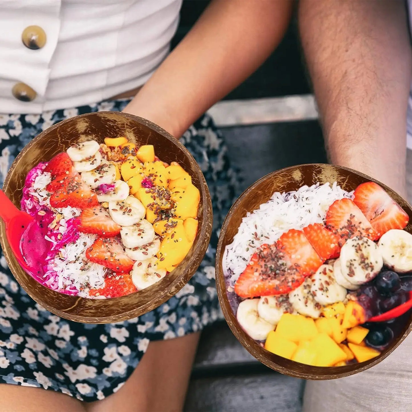 Coconut Bowls For Serving Dishes Wooden Salad Wood Reusable Bowl Serving Utensils Natural Coconut Shell Bowls Breakfast Party