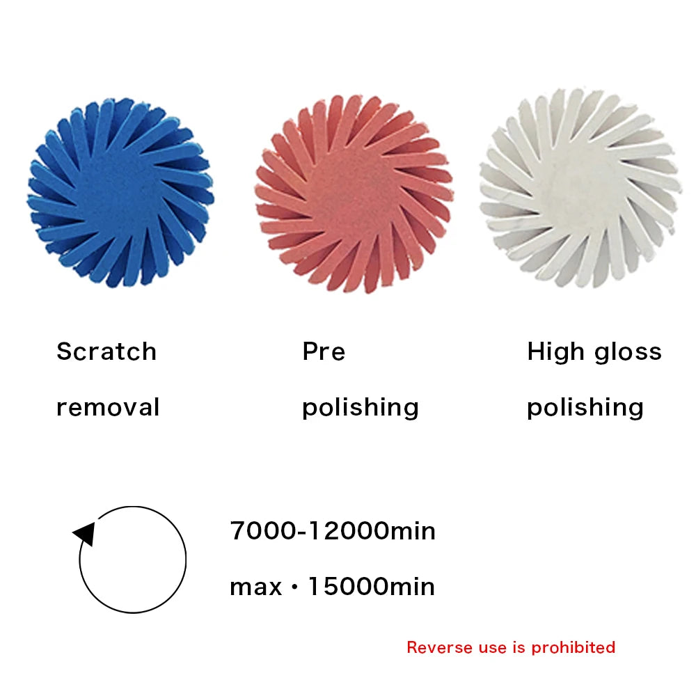 6Pcs Dental Rubber Polisher Composite Resin Polishing  Disc 14mm Wheel 3 Colors Spiral Flex Brush