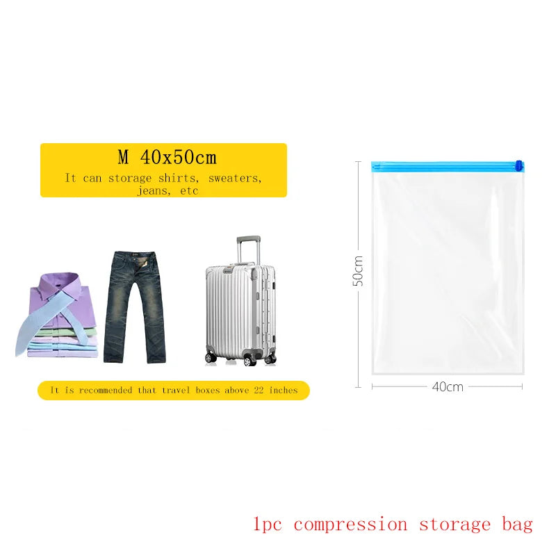 2023 Roll-Up Compression Vacuum Clothes Storage Bags Space Saver Foldable Travel Luggage Seal Pouch Home Package Packing Cube