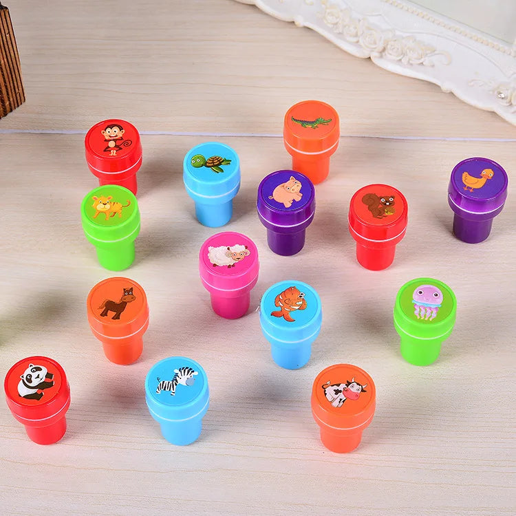 10pcs Assorted Stamps for Kids Self-ink Stamps Children Toy Stamps Smiley Face Seal Scrapbooking DIY Painting Photo Album Decor