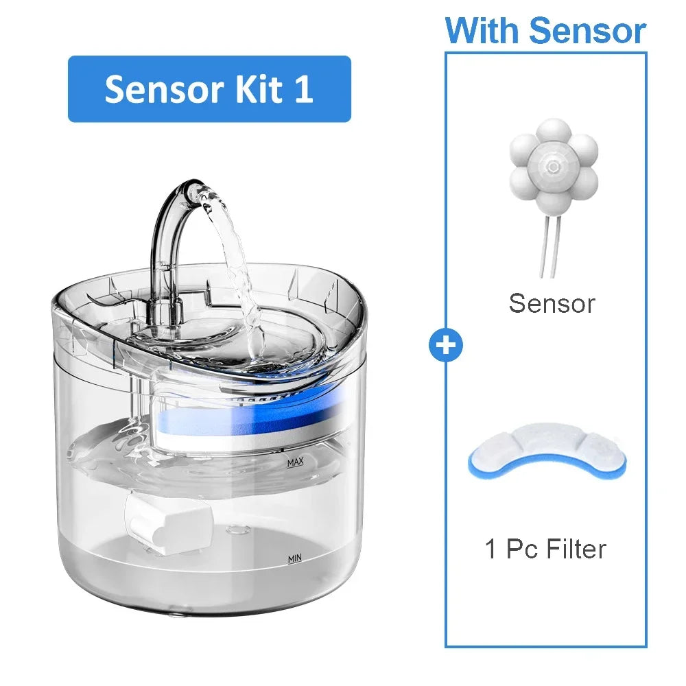 2L Pet Cat Dog Drinker Fountain Activated Filter USB Powered Automatic Pet Feeder Motion Sensor Bowl Pet Silent Drinking Bowl