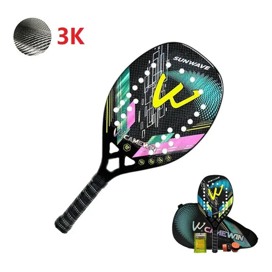 3K Camewin Beach Tennis Racket Full Carbon Fiber Rough Surface Outdoor Sports Racket For Men Women Adult Senior Player 2024 New