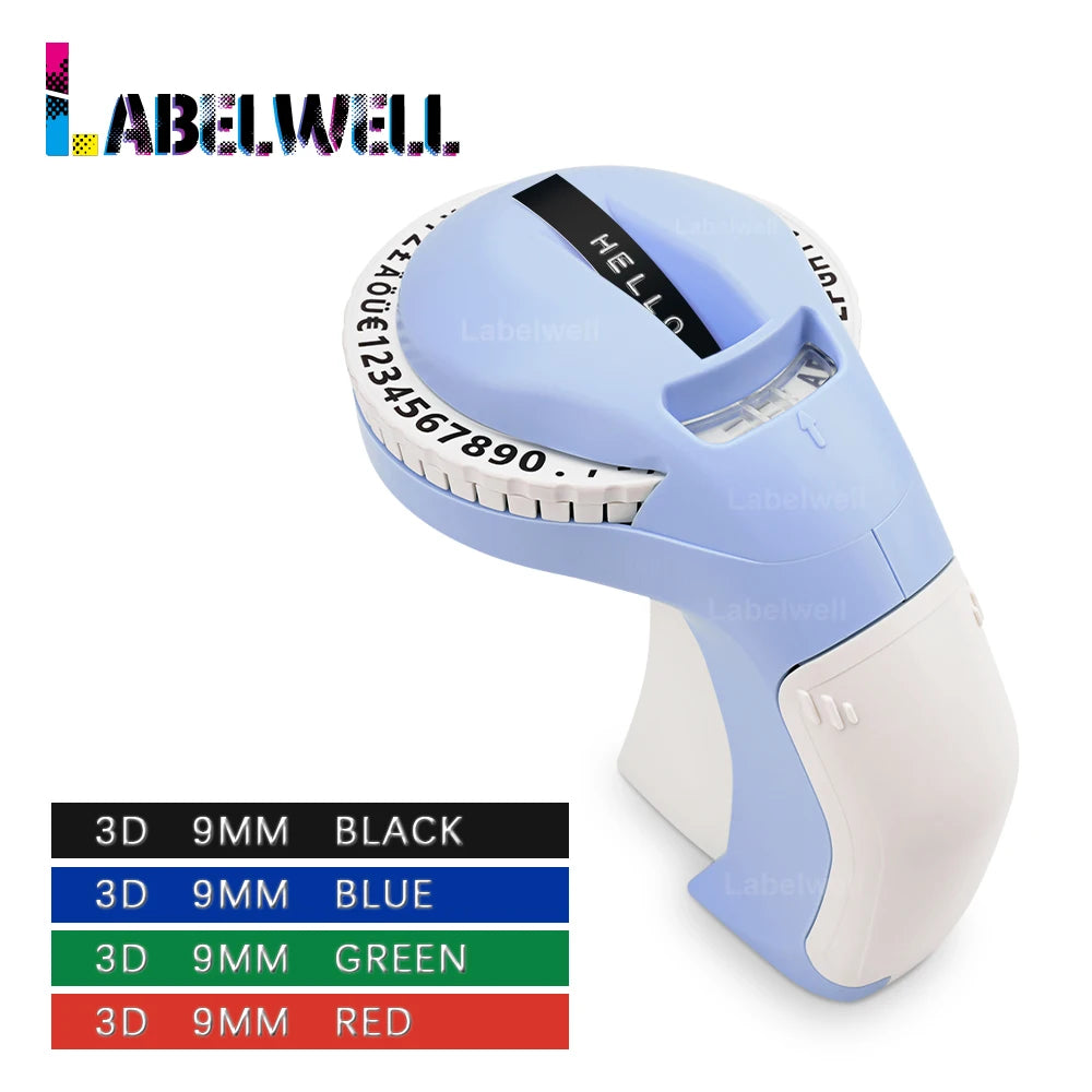 3D Embossing Label Maker B90 Portable Label Printer Similar as DYMO 12965 Handheld Labeling Machine Adhesive Sticker Printer