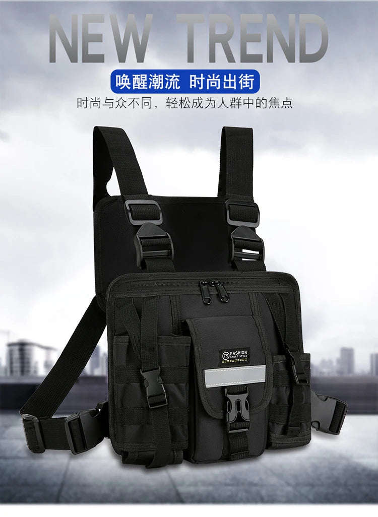 Chest Bag Waist Pack Men's Chest Pack Hip Hop Streetwear Tactical Vest Bag For Men Double Strap Design Shoulder Bag For Men Sac