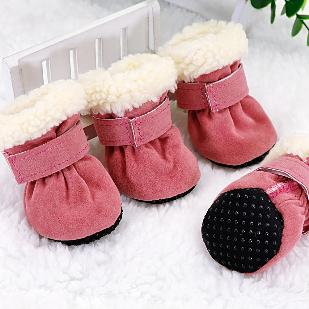 4pcs Winter Pet Dog Shoes Anti-slip Snow Cat Puppy Boots Thicken Warm Pet Socks For Small Medium Dogs Cats Chihuahua Yorkshire