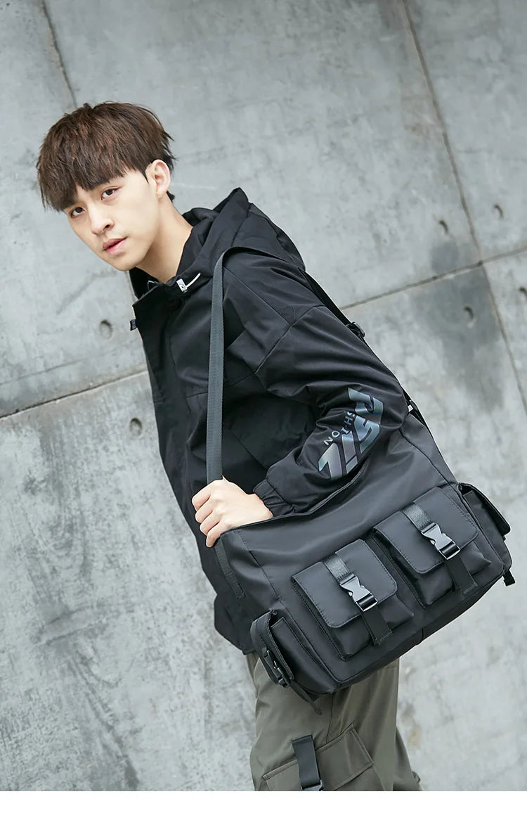 Casual Large Capacity Waterproof Messenger Shoulder Bag Men Crossbody School bag for Teenage Outdoor Man Black Big Travel Bags