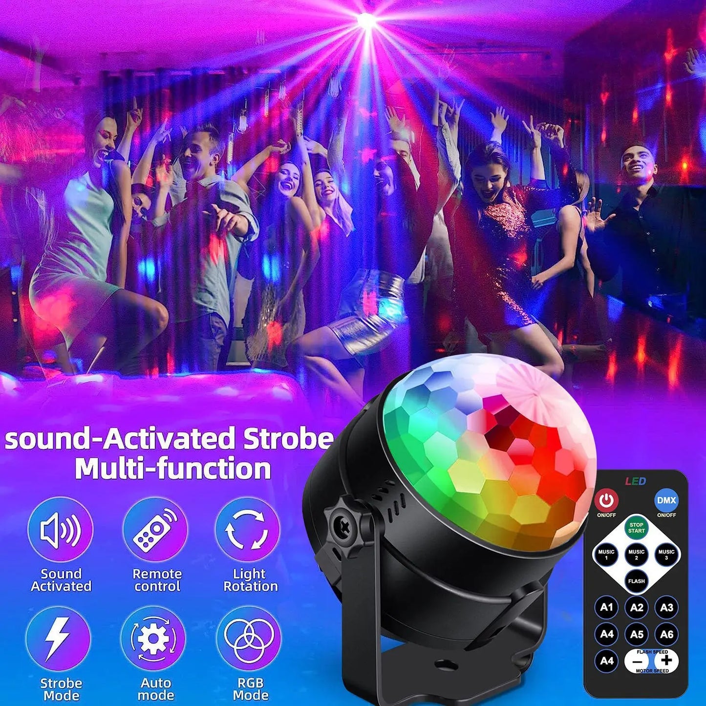 1-4Pcs Aalternating fFashing Light Stage Lamp with Remote Control EU Disco Ball Lamps for Home Room Parties Birthday Wedding Bar