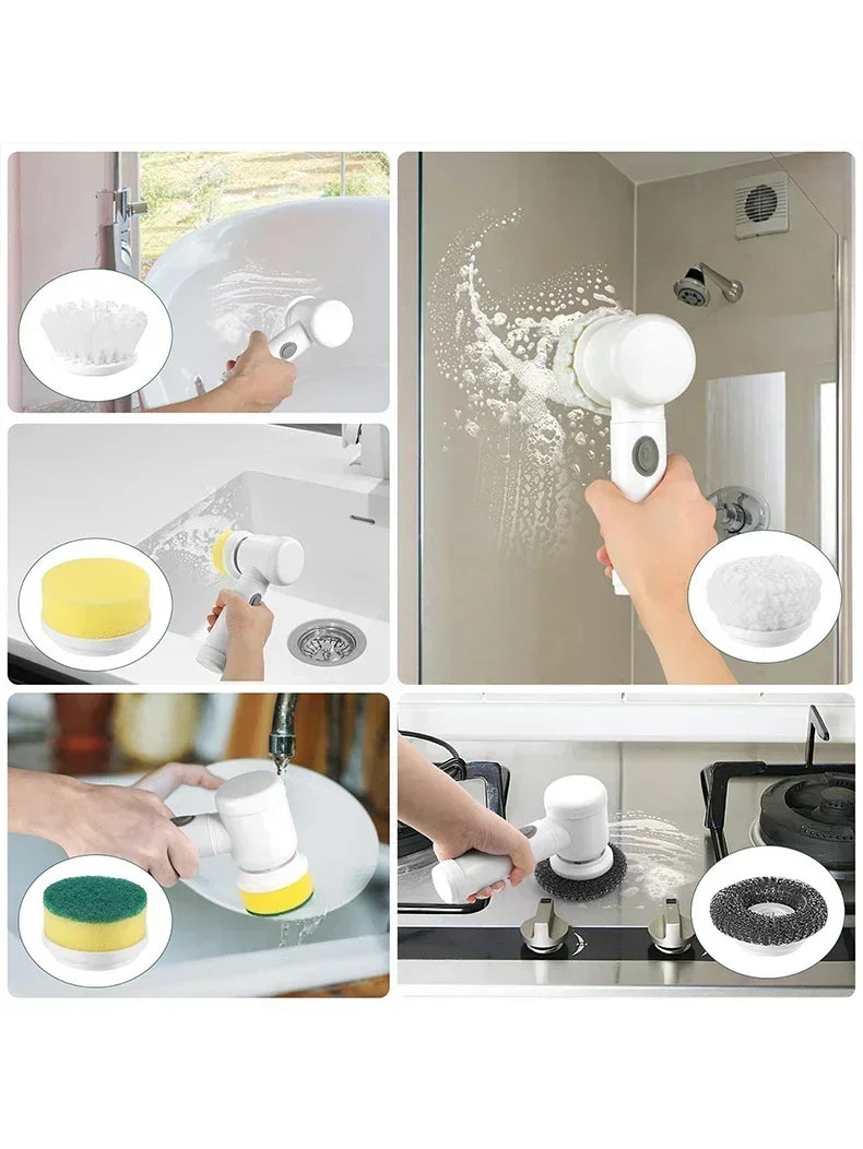 5 in1 Electric Spin Scrubber, Spin Scrubber with 5 Replaceable Brush Heads Bathroom Cleaning Brush,Power Electric Cleaning Brush