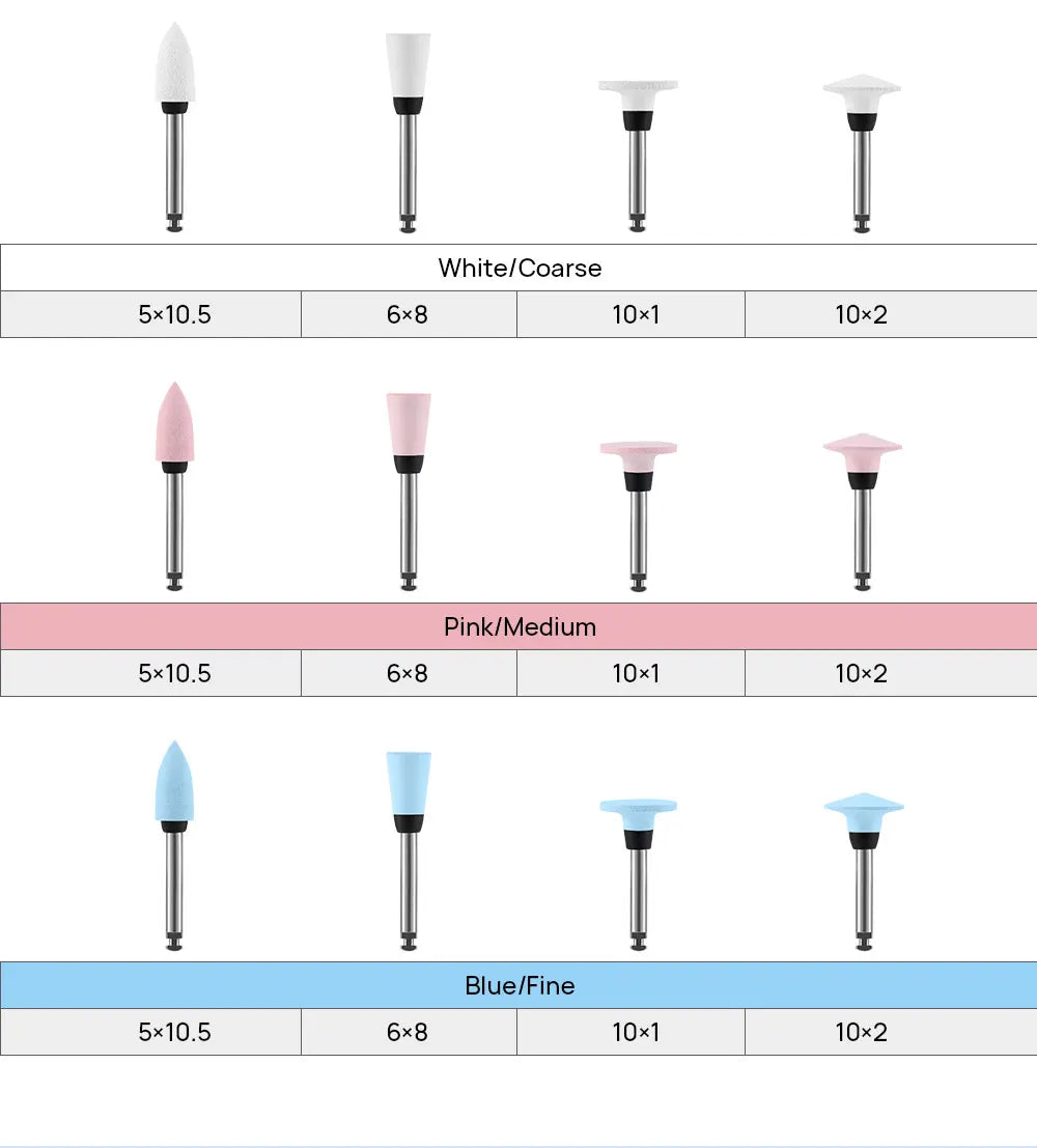 AZDENT 12PCS/Box Dental Composite Polishing Kit RA 2.35mm Polisher for Low Speed Hanpiece Porcelain Natural Teeth Nail Polishing