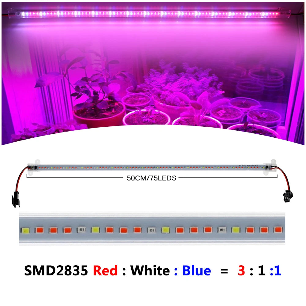 AC220V LED Grow Light 75leds LED Plant Light Bar Full Spectrum Phyto Lamp For Indoor Plants Flowers Hydroponics System