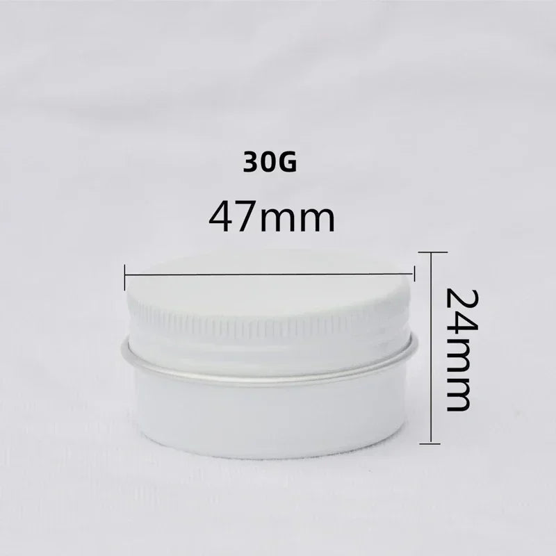 5/10/15/20/30/50/60/80/110/150g Aluminum Box Empty Lids Tin Cans Round Metal Ceam Jar Cosmetic Containers White Bottle Wholesale