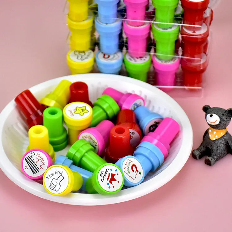 10pcs Assorted Stamps for Kids Self-ink Stamps Children Toy Stamps Smiley Face Seal Scrapbooking DIY Painting Photo Album Decor