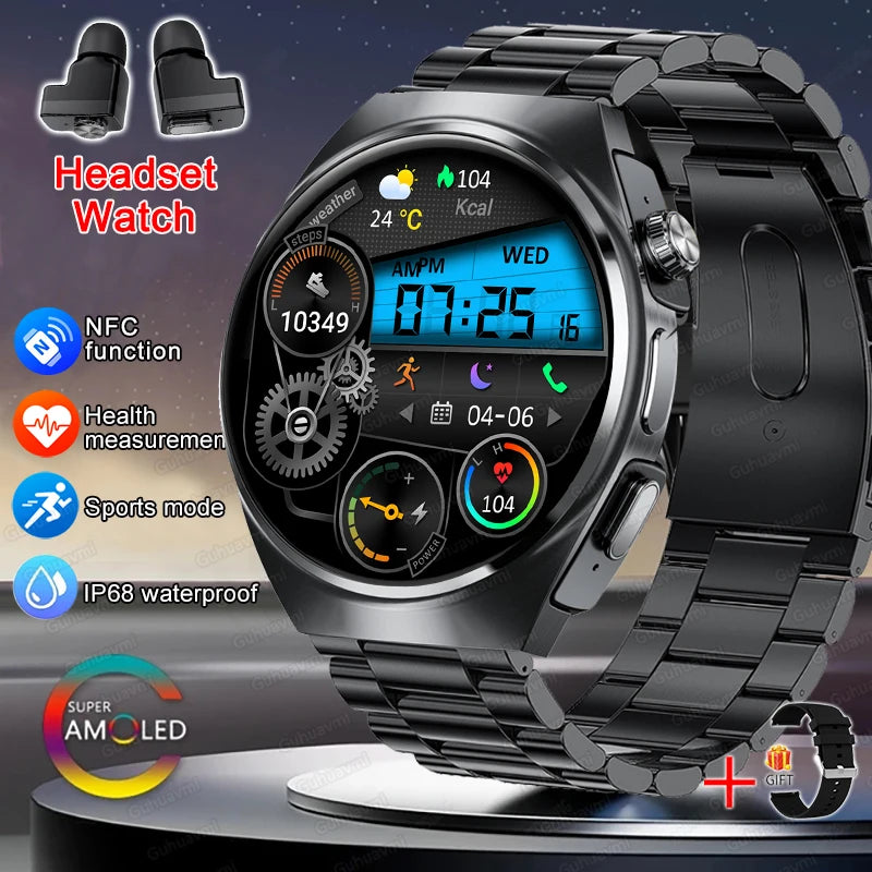 2024 New Smart Watch TWS Headset Two In One Wireless Bluetooth Dual Earbuds Call Health Monitor Sport Tracker NFC Smartwatch man