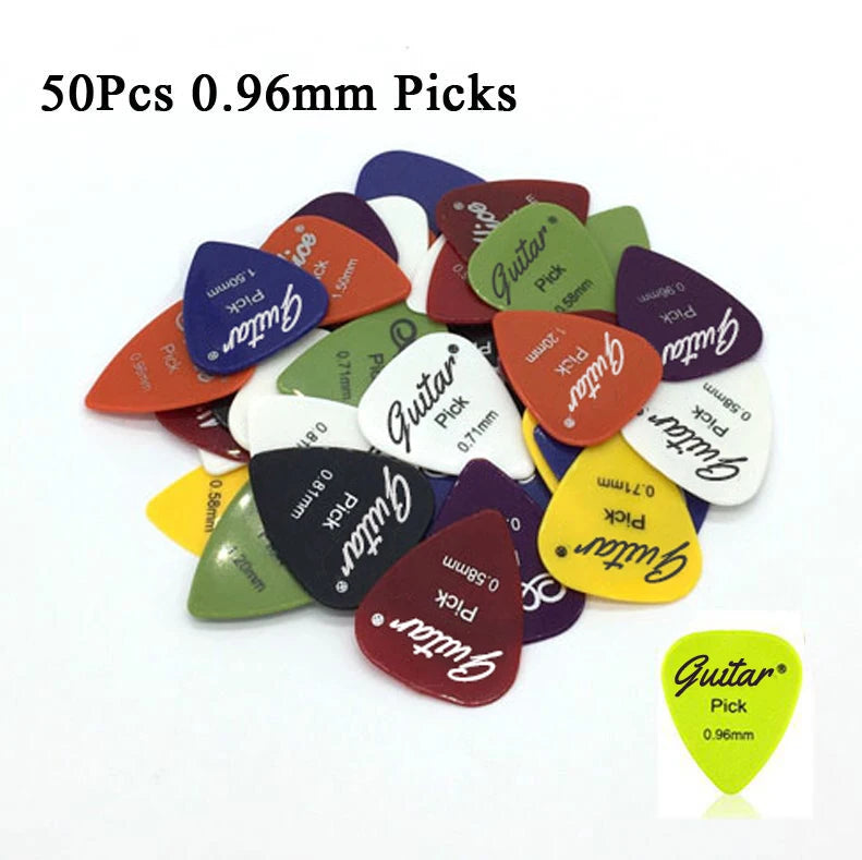 50Pcs/Set Electric Guitar Pick Acoustic Music Picks Plectrum 0.58/0.71/0.81/0.96/1.20/1.50mm Thickness Guitar Accessories GYH