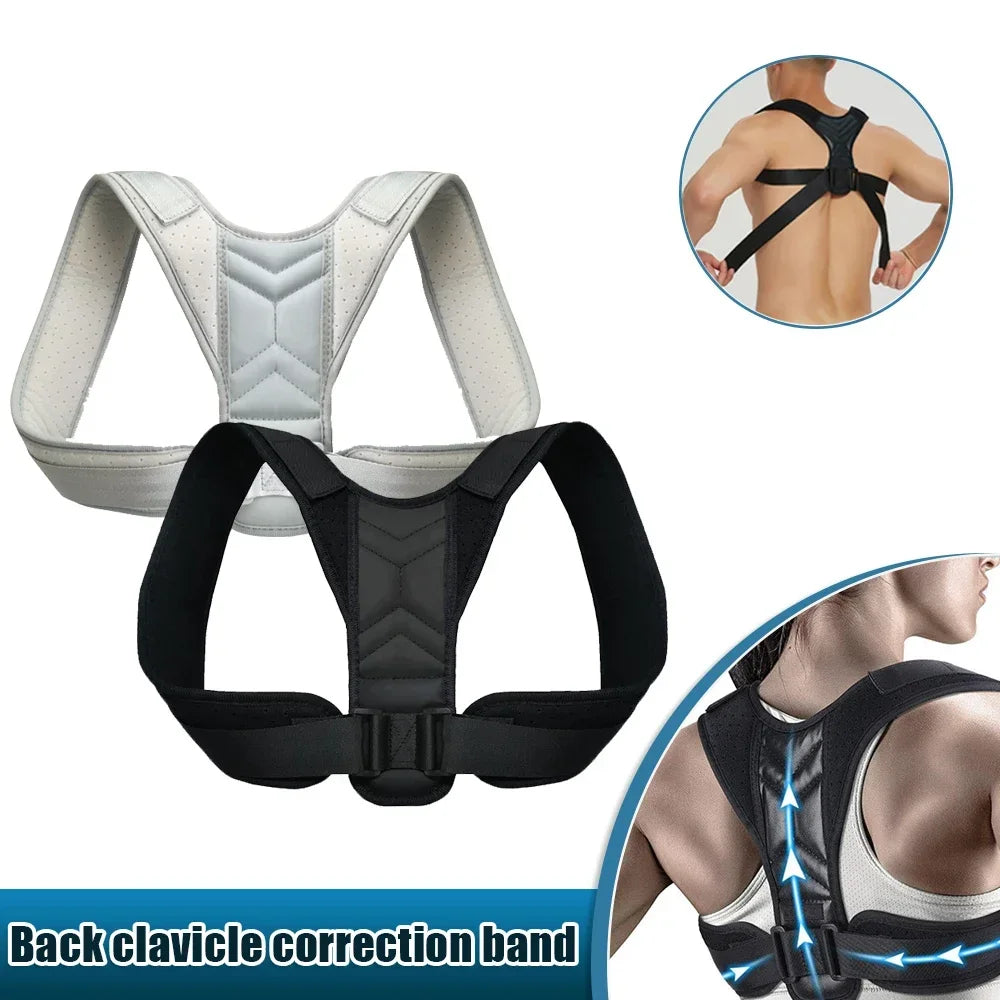 1Pc Upper Back Support  Anti Hunchback Posture Correction Band, Shoulder Straightener for Men Women, Black, Grey