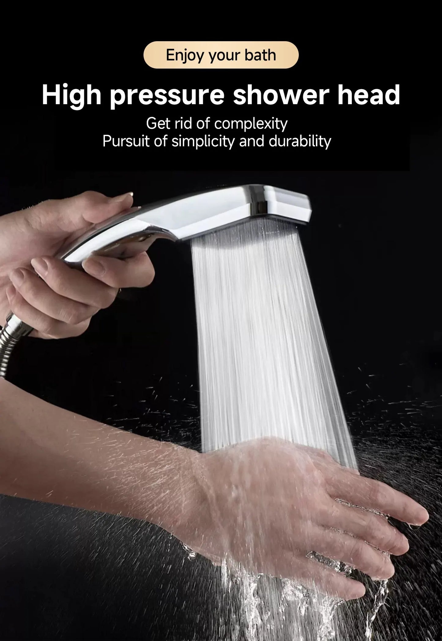 300 Holes Pressurized Showerhead Hand Hold Square Shower Head Water Saving Rainfall Spray Nozzle Bathroom Accessories