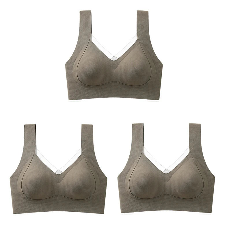 3pcs Women's Bra Breathable Gather Together No Trace Bra No Steel Ring Comfortable Large Size Underwear Vest Sport Bralette