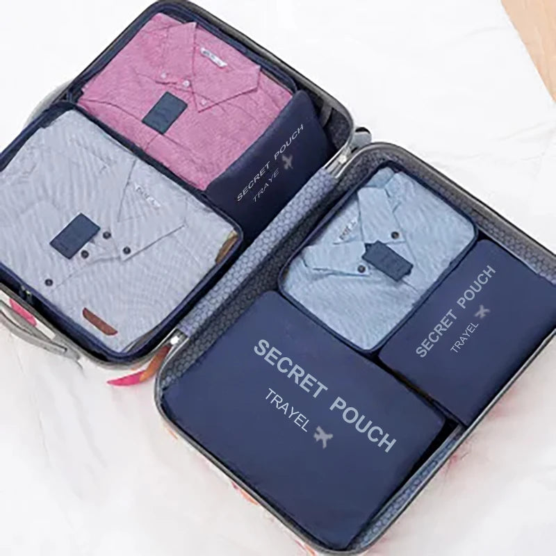 6pcs Travel Storage Bag Large Capacity Luggage Clothes Sorting Organizer Set Suitcase Pouch Case Shoes Packing Cube Bag