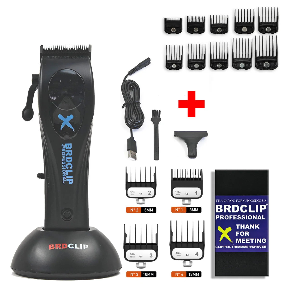 BRDCLIP X1C 9000RPM Magnetic Motor Hair Clipper Professional Barber Hair Cutting Machine Salon Trimmer for Men with Charge Base