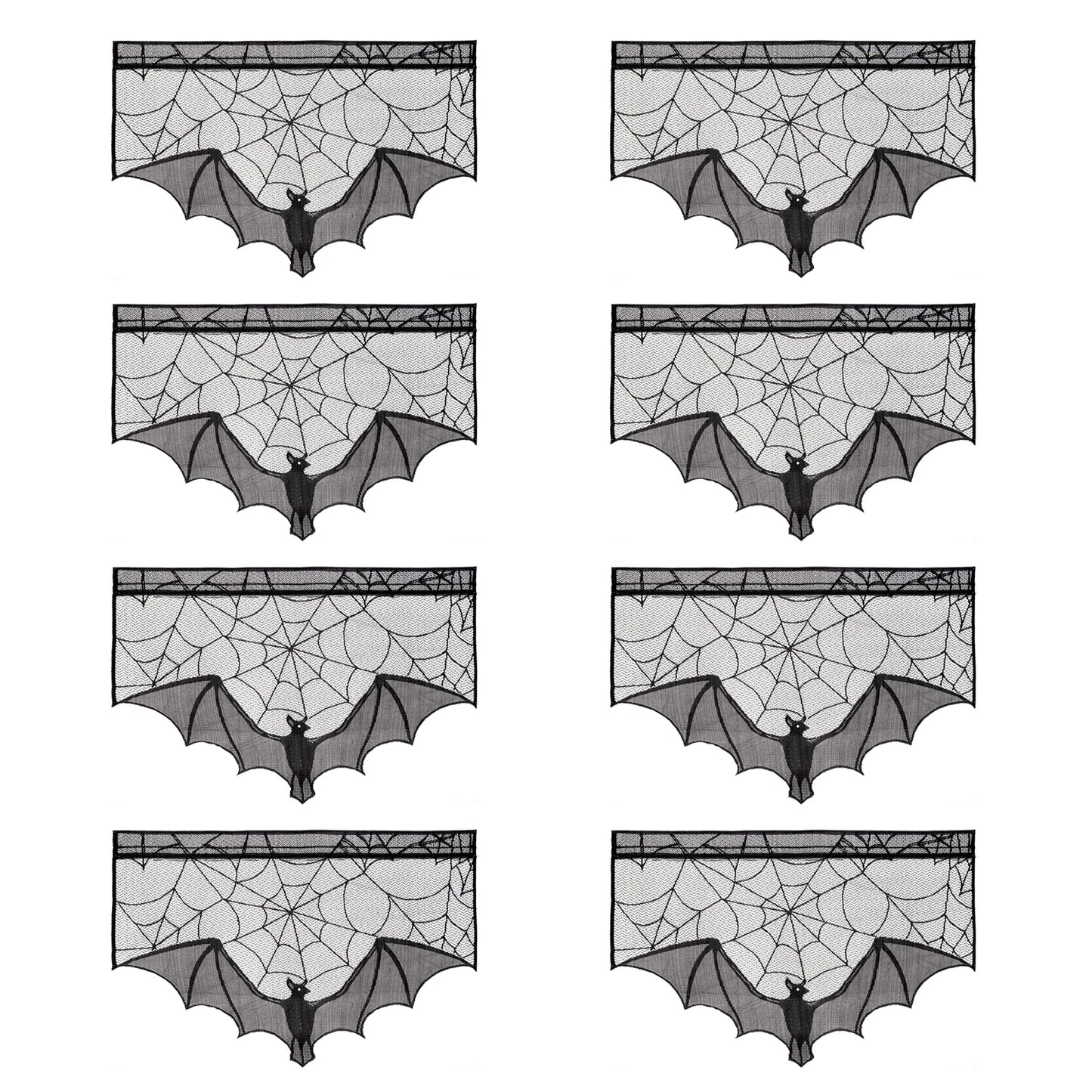 1pc Halloween Lace Curtain Black Bat Spider Tablecloth Fireplace Mantel Scarf Cover Halloween Home Room Cobweb Horror Decoration