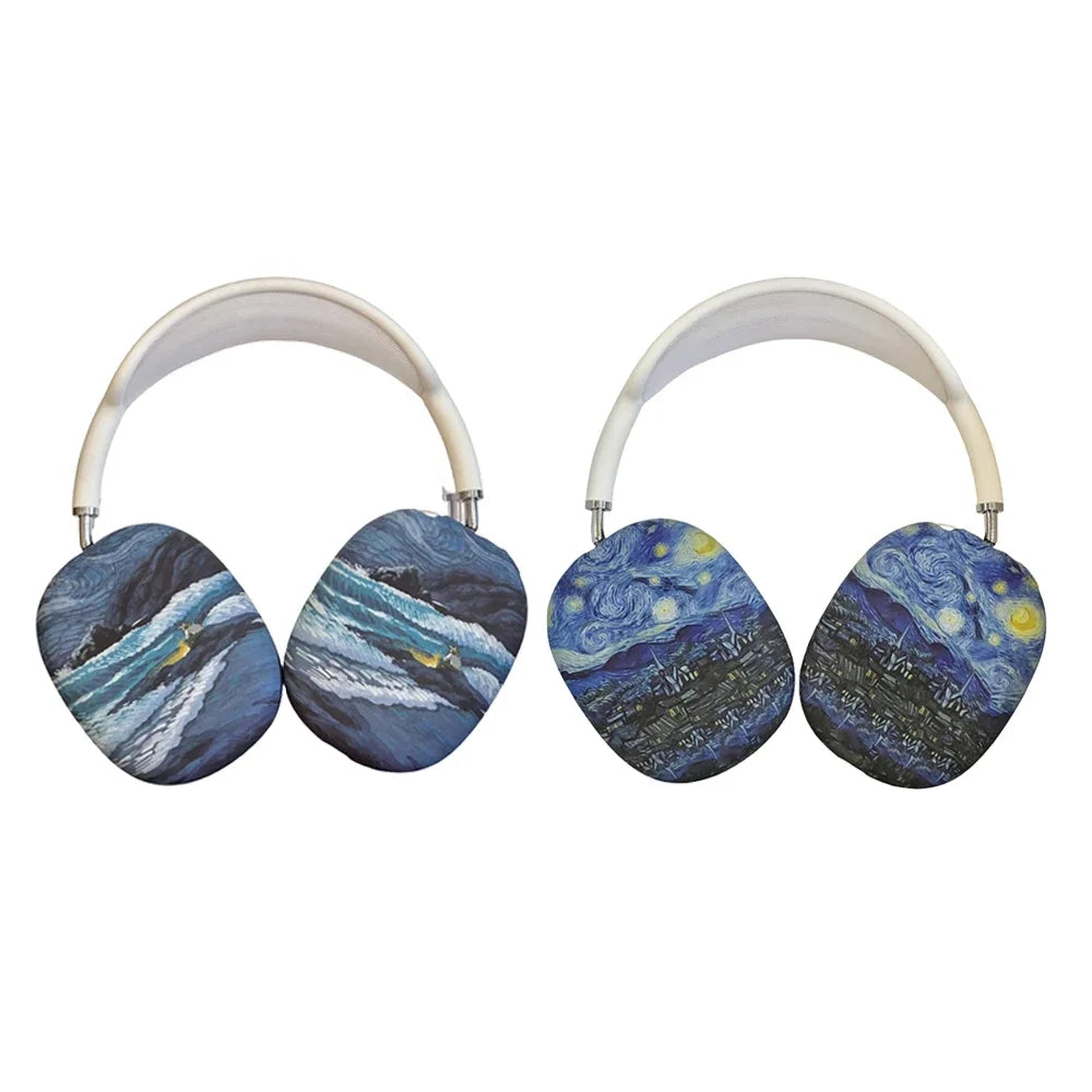 Art Painting Case for Apple Airpods Max For Headphone Airpods Max Protect Anti fall Case Wave The Starry Night Design Fashion