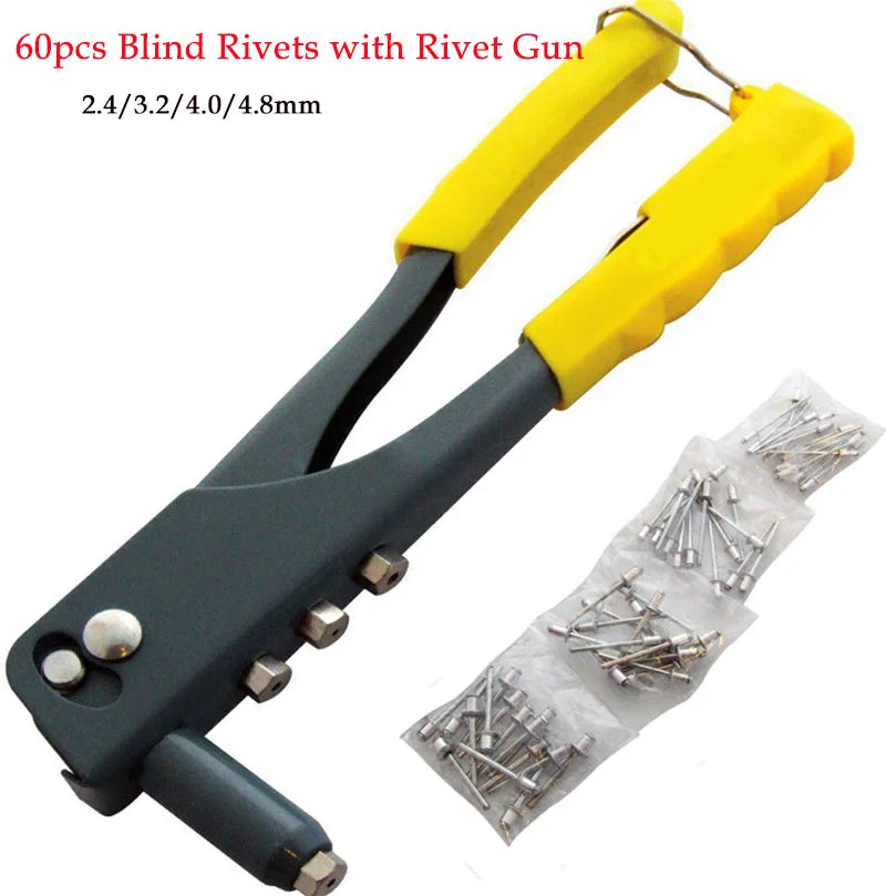 380/200/120/60pcs Heavy Duty Riveter Gun Set Hand Riveter Set Blind Rivet Pliers Gun DIY Rivets Nut Automotive Tools