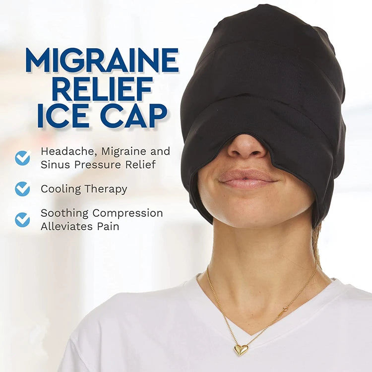 360 Degrees Cold Compress Cooling Gel Ice Pack Migraine Relief Ice Head Wrap Headache and Migraine Relief Hat