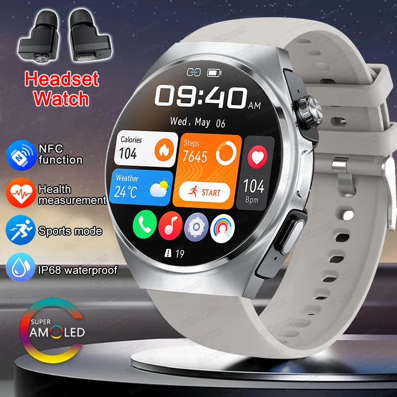 2024 New Smart Watch TWS Headset Two In One Wireless Bluetooth Dual Earbuds Call Health Monitor Sport Tracker NFC Smartwatch man