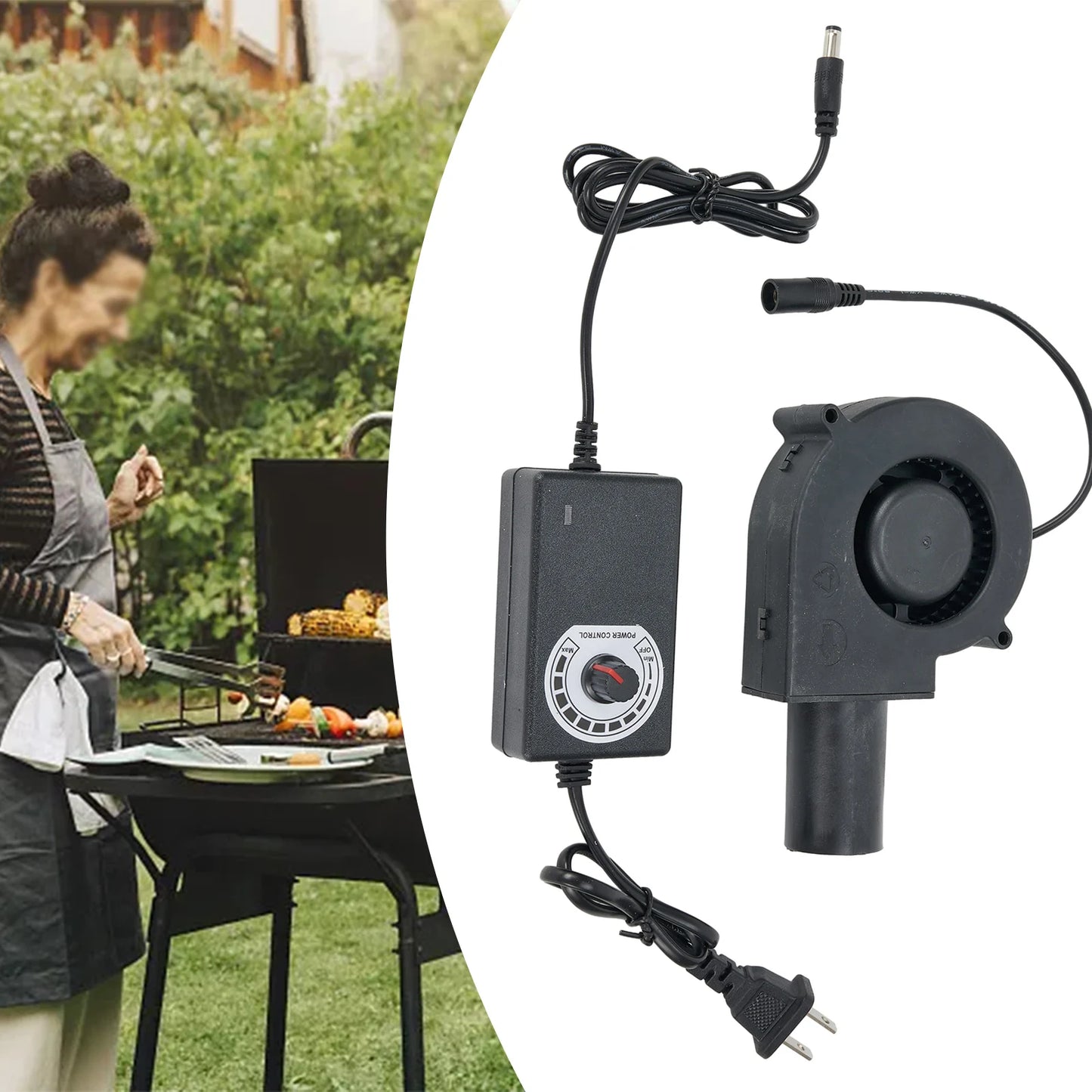 1pc BBQ Fan Adjustable Blower Fan For BBQ Heater Blower Air Blower Cooking  Speed Controller Outdoor Portable Machine