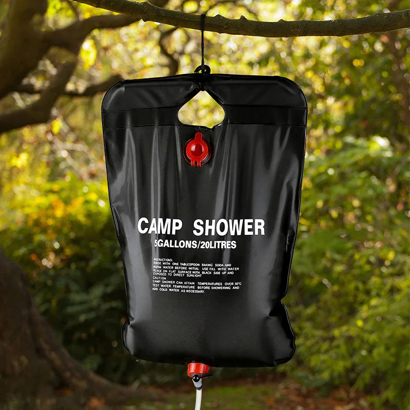 20L/40L Camping Shower Bag Foldable Shower Bags Camping with Removable Hose Shower Head Water Storage Bag Sun Heated Water Bag