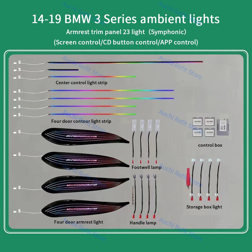 Car LED Ambient Light For BMW 3/4 Series 3GT F30 F31 F32 F34 App Control 256 Colour Symphony Decorative Lamp RGB Accessory Refit