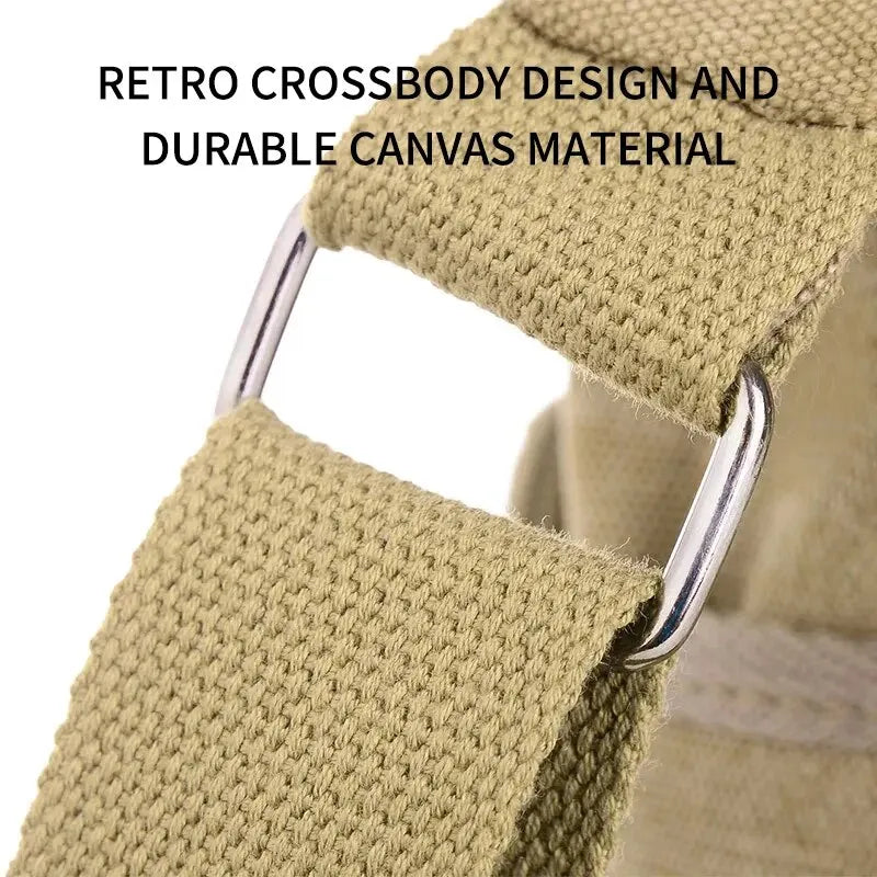 Canvas Shoulder Bag Bottle Men Women Casual Simple Fashion Retro Crossbody Cross Square Multi Layered