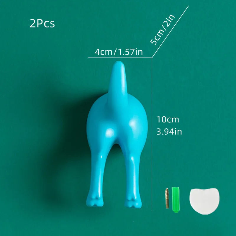 4Pcs Dog Tail Hooks Plastic Wall Hanger Key Holder Adhesive Cute Coat Hook Rack Decor for Bathroom Kitchen Room Home Accessories